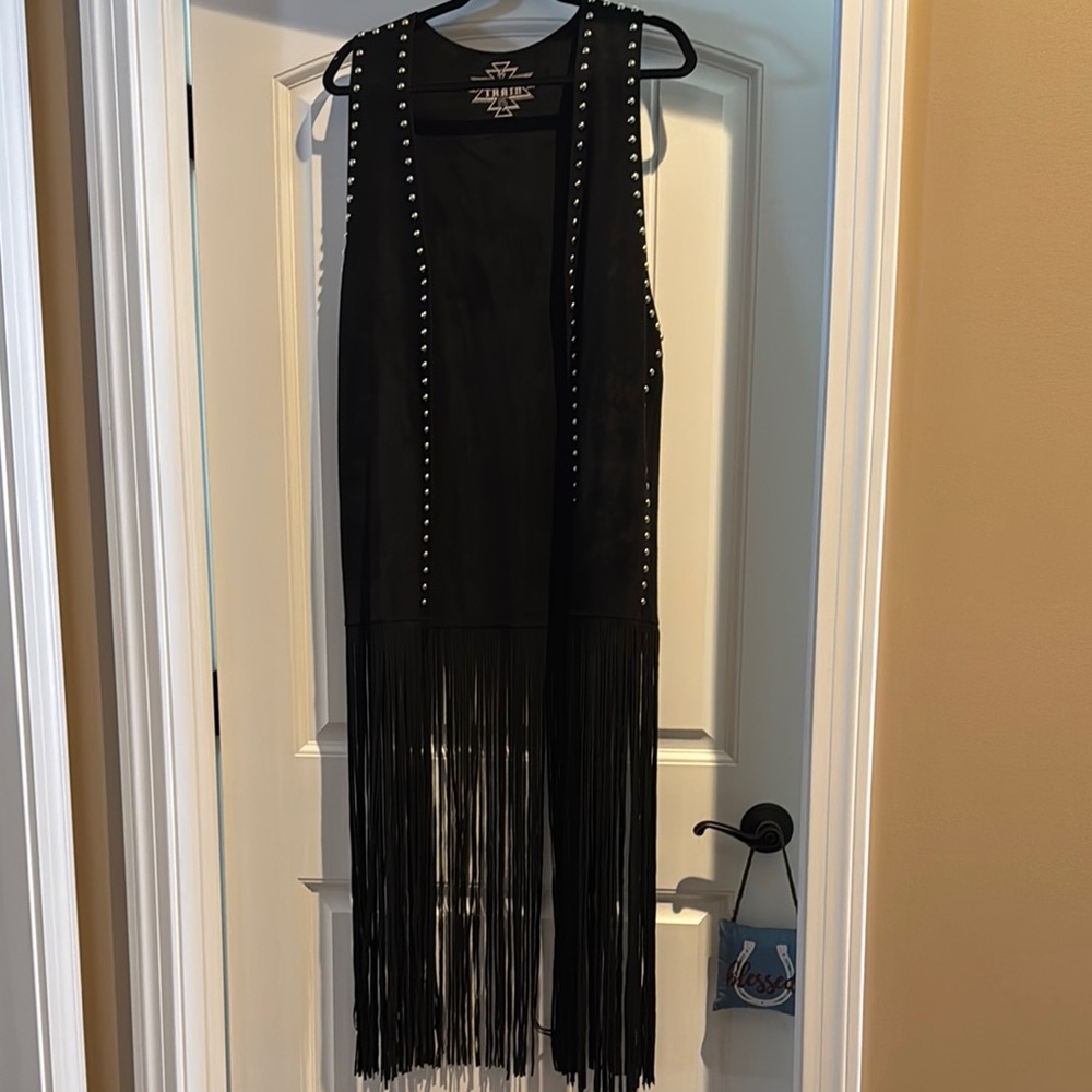 Crazy Train Black Fringe Vest